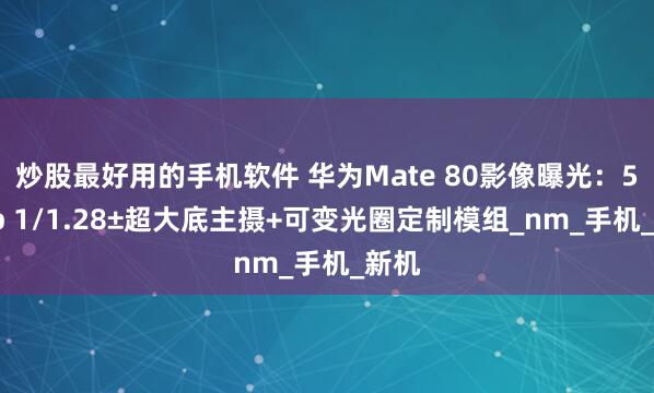 炒股最好用的手机软件 华为Mate 80影像曝光：50Mp 1/1.28±超大底主摄+可变光圈定制模组_nm_手机_新机